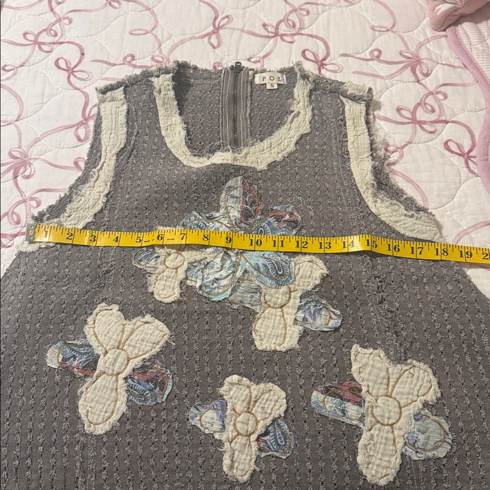 POL Charcoal Tank with Cream and Blue Floral Design - Picture 9 of 12